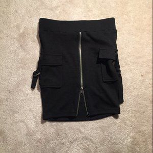 Black cargo mini skirt